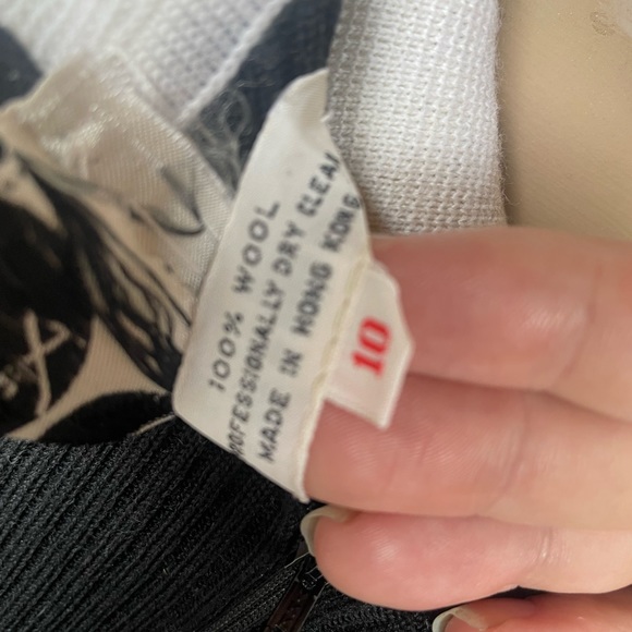 Vintage aristo kat wool dress black and white with rose in the back sz 10 - Picture 3 of 9